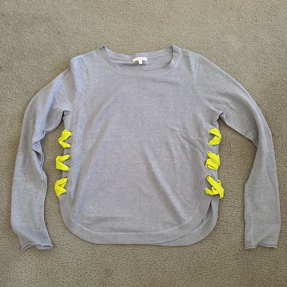 Lisa Todd Gray Sweater with Yellow Accents